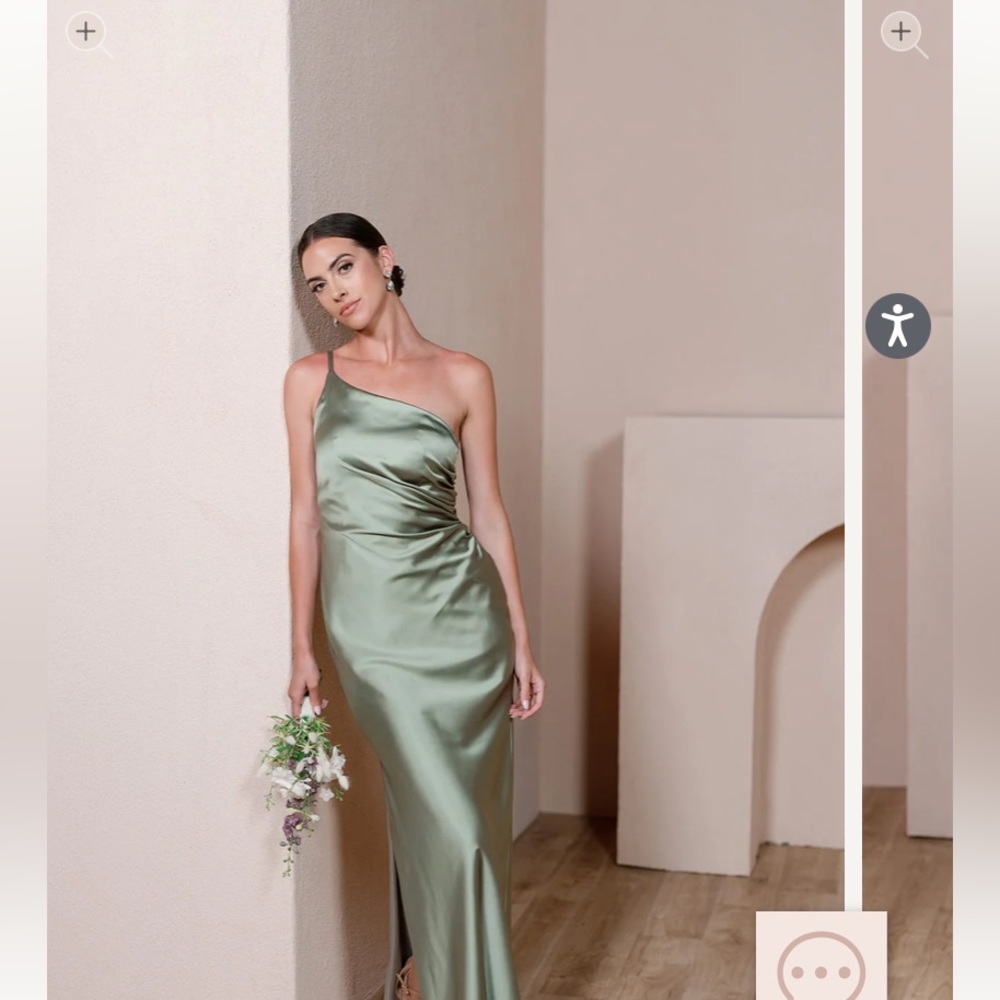 Revelry Jade Satin Dress - Silver Sage